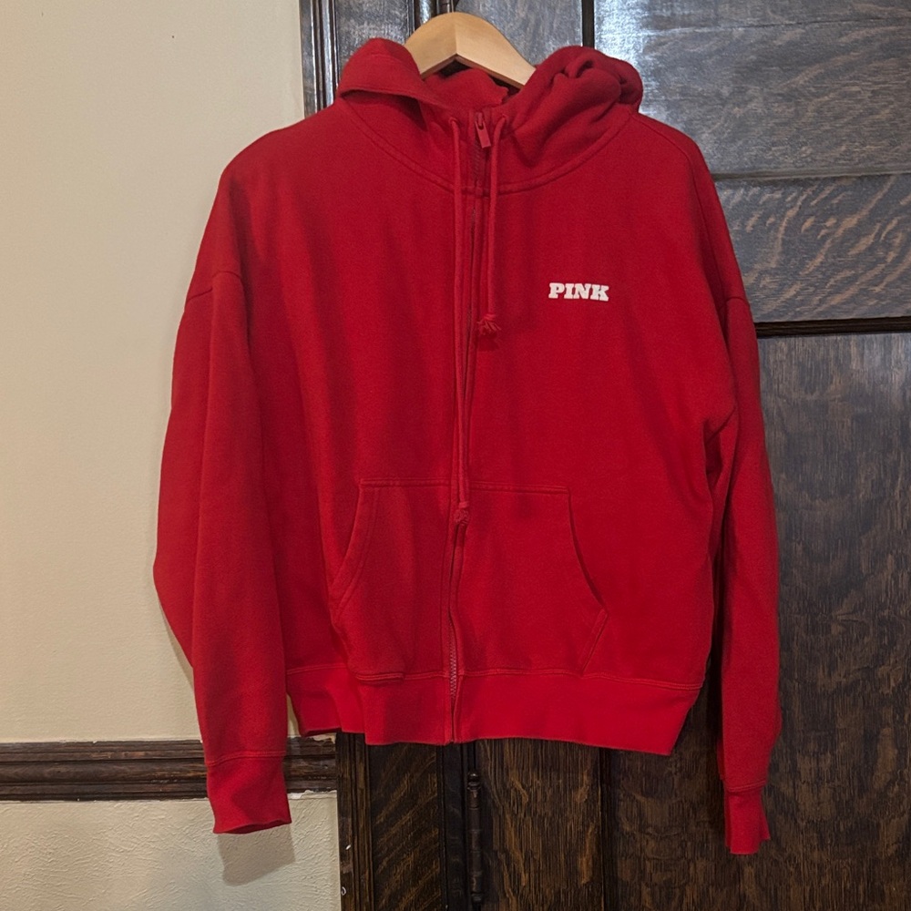 Pink Victoria’s Secret Collegiate/ Varsity Zip Up Hoodie
